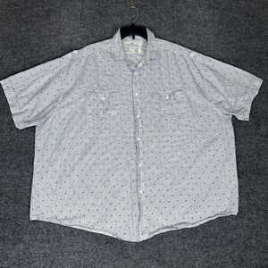 Steve's Jeans Shirt Men 4XL (2XB) White Geometric Short Sleeve Button Up Pockets